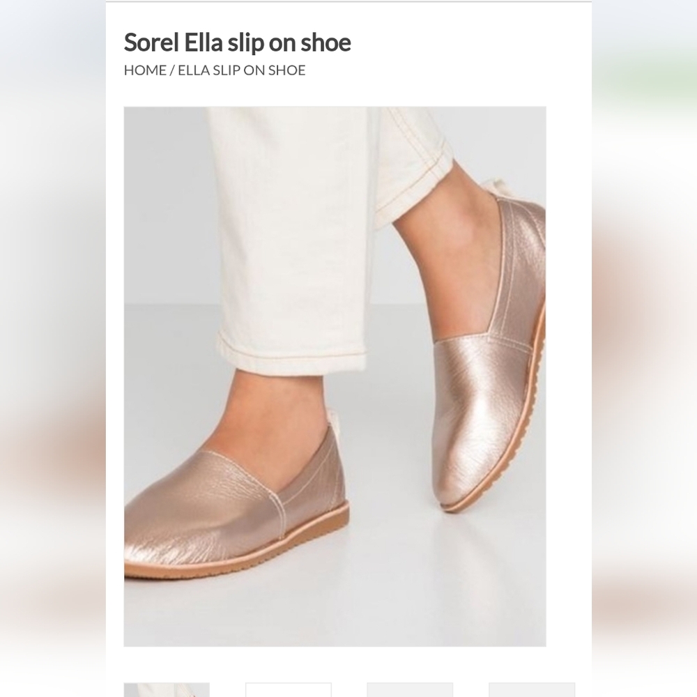 Sorel Ella Slip-On Shoes in Metallic Rose Gold